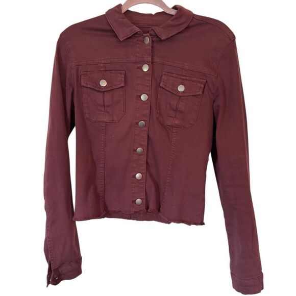 🌹Kut From The Kloth Kara Frayed Hem Trucker Button-Up Jacket - Picture 1 of 5